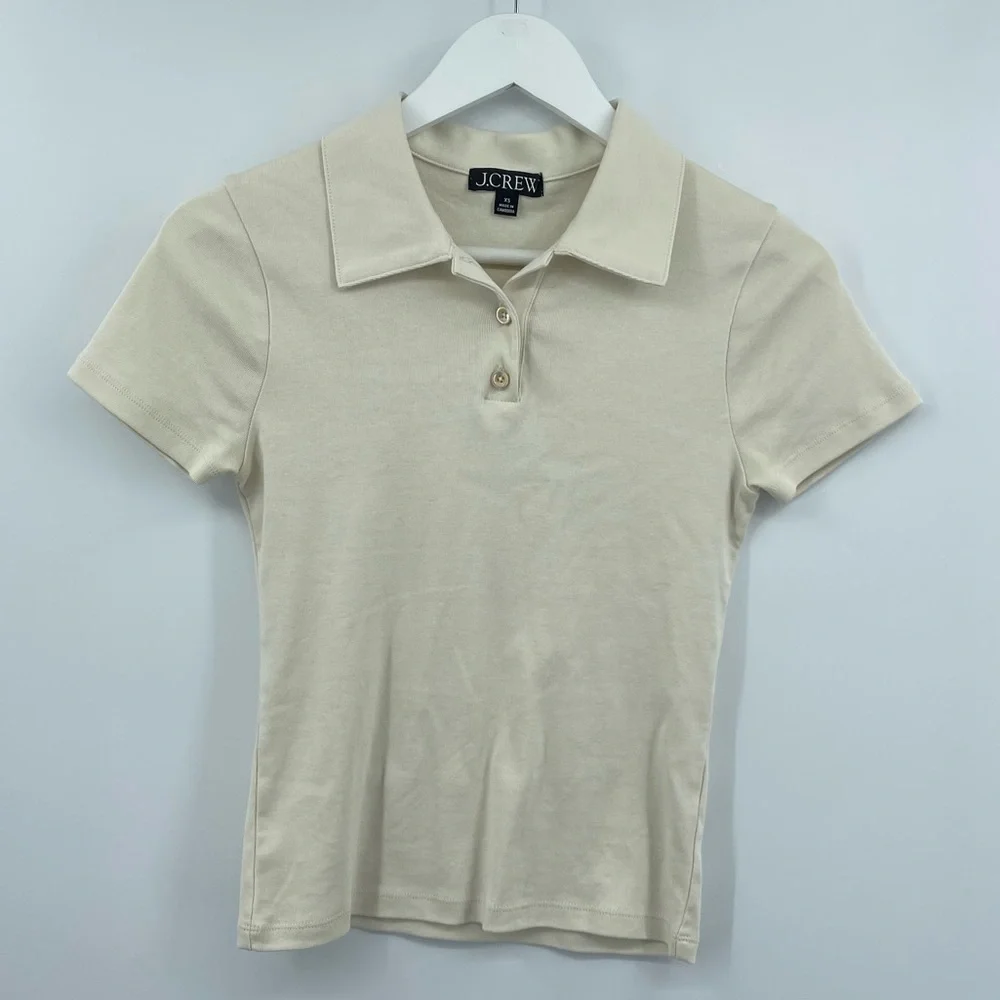 J.Crew Beige Button-Up Polo Womans Size XS - Picture 2 of 4